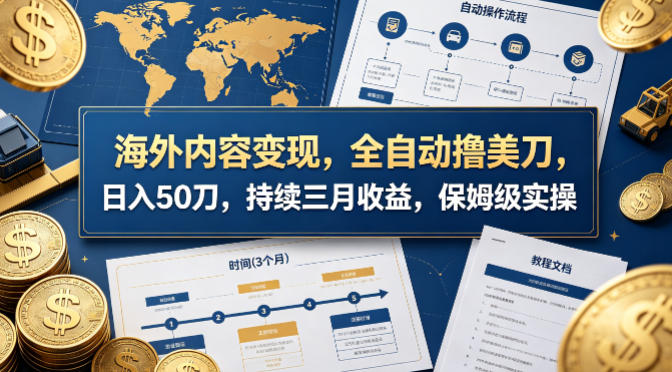 海外内容变现，全自动撸美刀，日入50刀，持续三月收益，保姆级实操【揭秘】-资源社