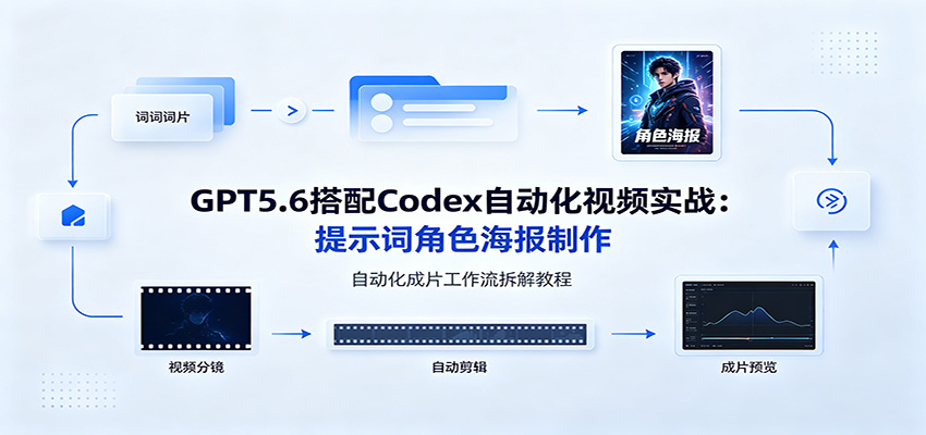 GPT5.6搭配Codex自动化视频实战:提示词角色海报制作,自动化成片工作流拆解教程-资源社