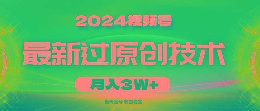 2024视频号最新过原创技术，当天起号，收益稳定，月入3W+-资源社