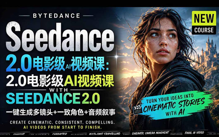 字节跳动的Seedance 2.0 AI电影视频生成制作教程,一键生成多镜头+一致角色+音频叙事-中英字幕-资源社