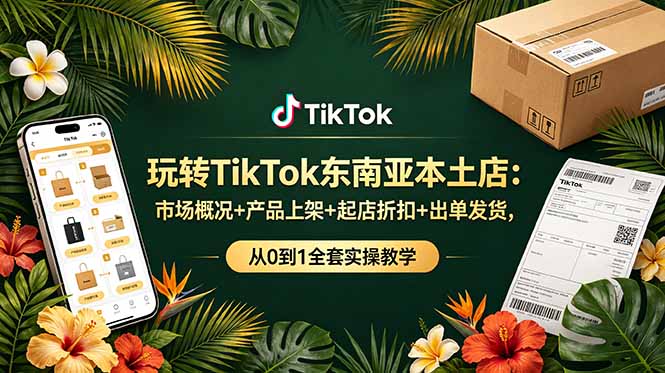 玩转TikTok东南亚本土店：市场概况+产品上架+起店折扣+出单发货，从0到1全套实操教学-资源社
