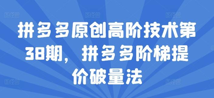 拼多多原创高阶技术第38期，拼多多阶梯提价破量法-资源社