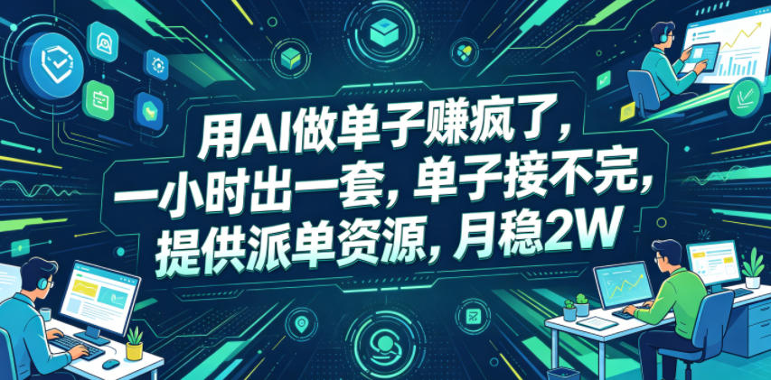 用AI做单子賺疯了，一小时出一套，单子接不完，提供派单资源，月稳2W【揭秘】-资源社
