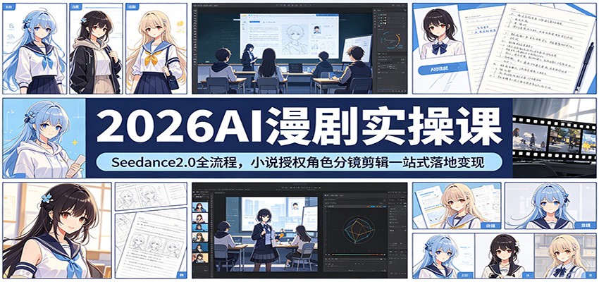 2026AI漫剧实操课：Seedance2.0全流程，小说授权角色分镜剪辑一站式落地变现-资源社