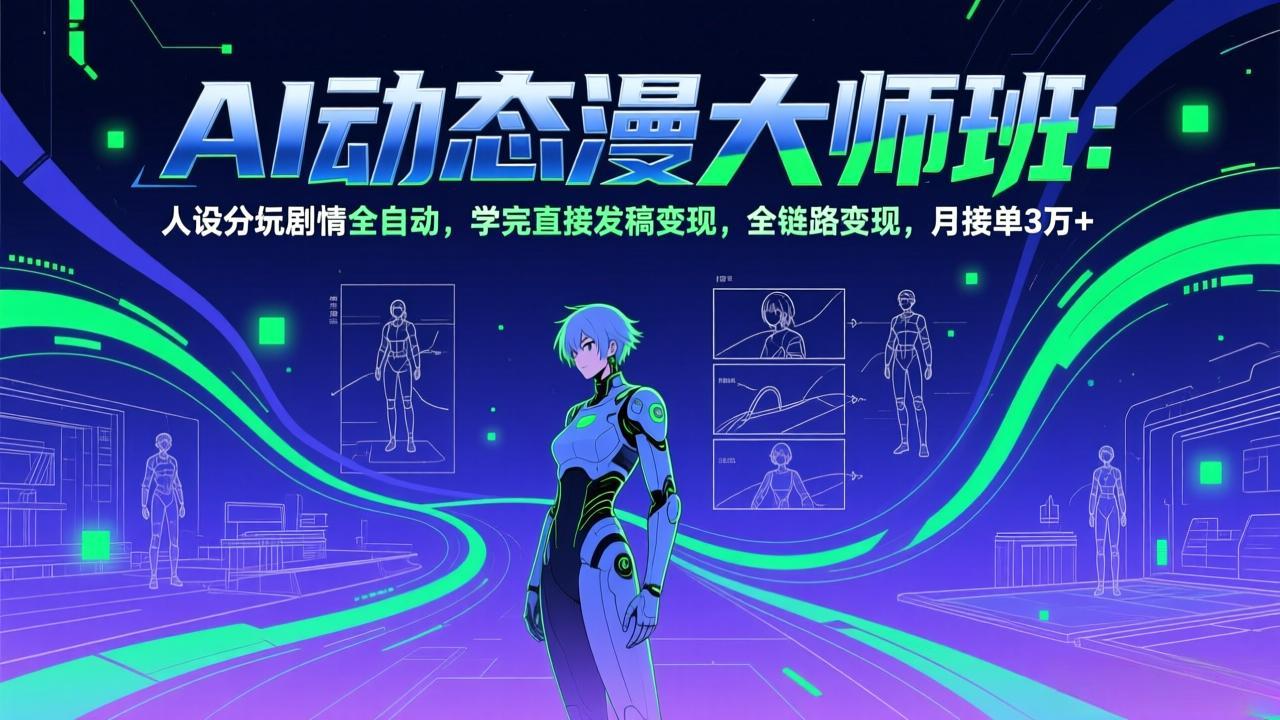 AI动态漫剧大师班：人设分镜剧情全自动，学完直接发稿变现，全链路变现，月接单3万+-资源社