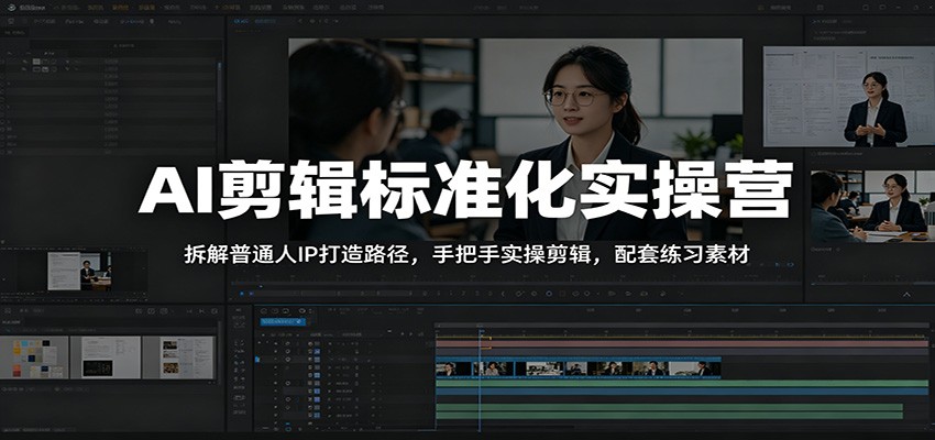 AI剪辑标准化实操营:拆解普通人IP打造路径,手把手实操剪辑,配套练习素材-资源社
