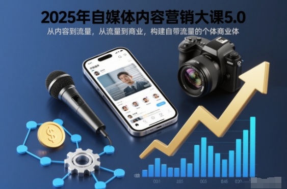 2025年自媒体内容营销大课5.0,从内容到流量,从流量到商业,构建自带流量的个体商业体-资源社