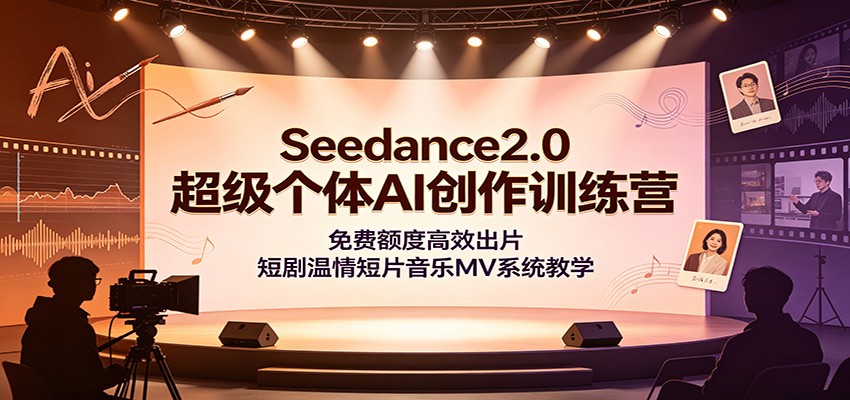 Seedance2.0超级个体AI创作训练营：免费额度高效出片，短剧温情短片音乐MV系统教学-资源社