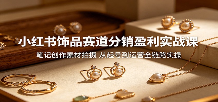 小红书饰品赛道分销盈利实战课：笔记创作素材拍摄，从起号到运营全链路实操-资源社