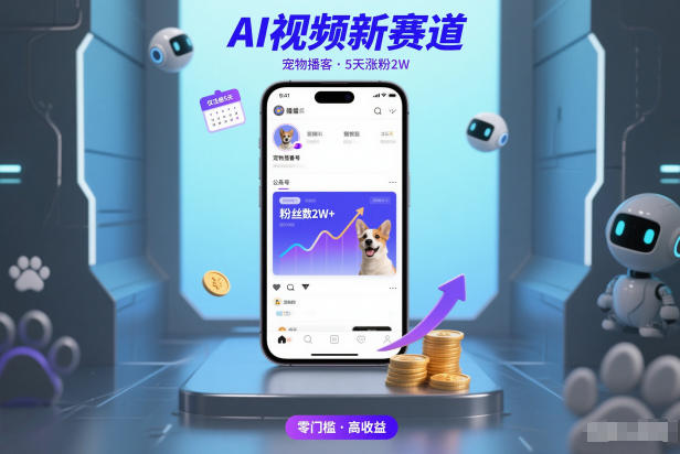 AI视频新赛道，宠物播客仅注册5天涨粉2W，收益非常可观-资源社