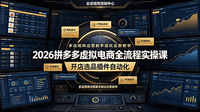 2026拼多多虚拟电商全流程实操课,开店选品插件自动化,多店矩阵运营新手避坑全套教学-资源社