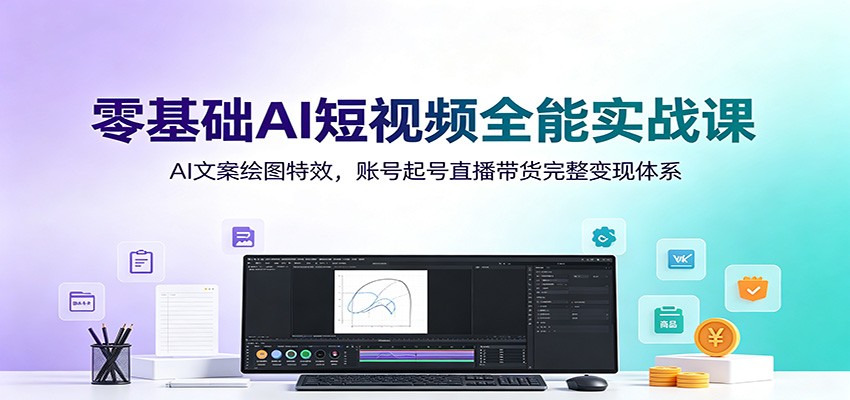 零基础AI短视频全能实战课：AI文案绘图特效，账号起号直播带货完整变现体系-资源社