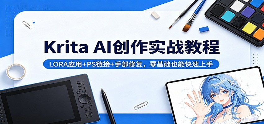 Krita AI创作实战教程：LORA应用+PS链接+手部修复，零基础也能快速上手-资源社