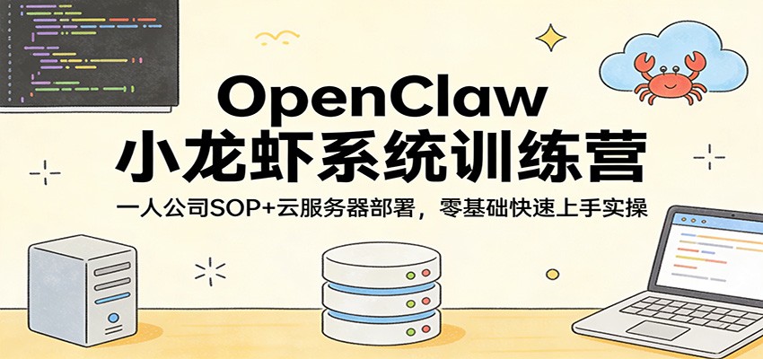 OpenClaw小龙虾系统训练营：一人公司SOP，云服务器部署，零基础快速上手实操-资源社