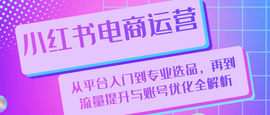 小红书电商运营：从平台入门到专业选品，再到流量提升与账号优化全解析-资源社