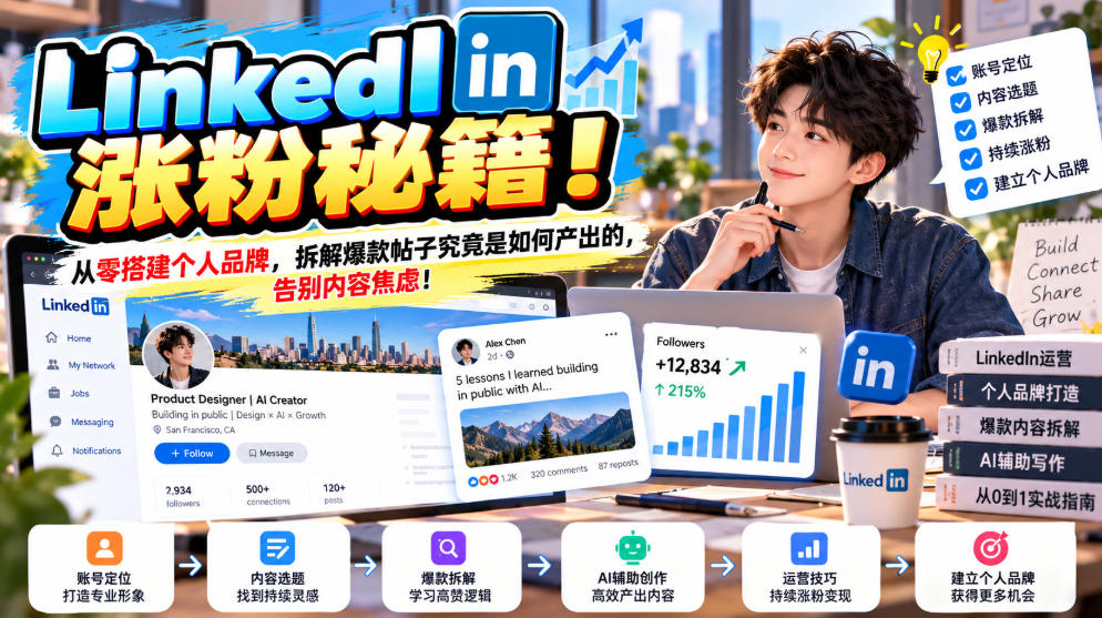 LinkedIn涨粉秘籍!从零搭建个人品牌,拆解爆款帖子究竟是如何产出的,告别内容焦虑!【原创双语字幕】-资源社