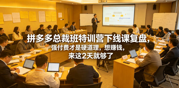 拼多多总裁班特训营下线课复盘,强付费才是硬道理,想賺钱,来这2天就够了-资源社
