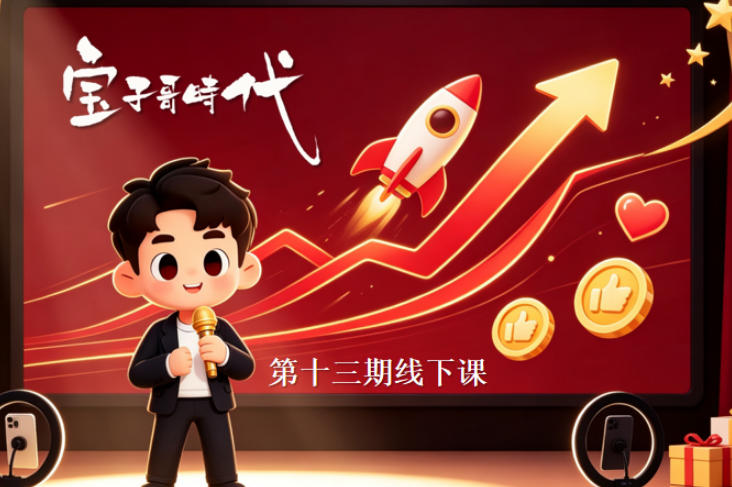 宝子哥抖音直播第13期VIP线下课9月5-6日，26年最值得看的直播课程，快速突破直播间流量瓶颈，打造高效起号闭环-资源社