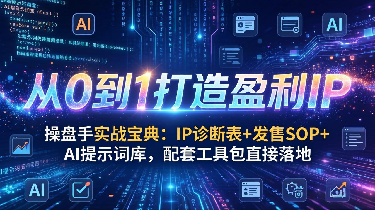 操盘手实战宝典：IP诊断表+发售SOP+AI提示词库，配套工具包直接落地，从0到1打造盈利IP-资源社