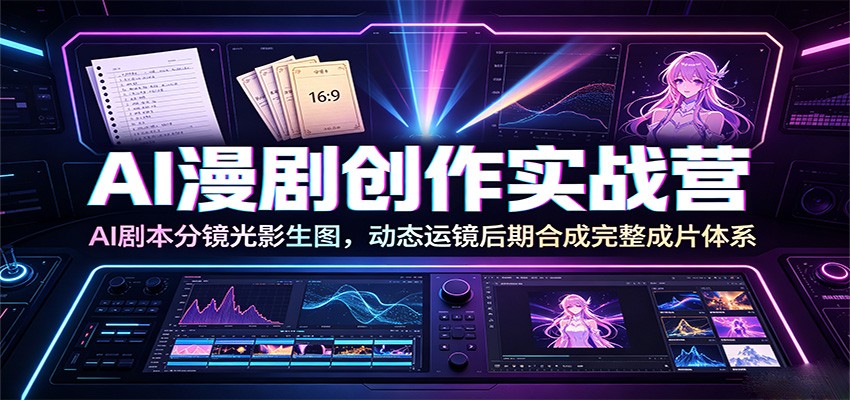 AI漫剧创作实战营：AI剧本分镜光影生图，动态运镜后期合成完整成片体系-资源社