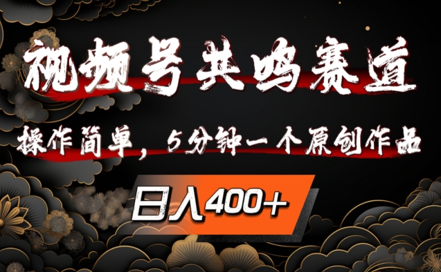 视频号共鸣赛道，操作简单，5分钟1个原创作品，日入几张【揭秘】-资源社