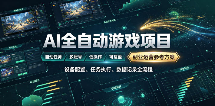 AI全自动游戏躺賺副业:日入几百,稳定运行三年的项目!【揭秘】-资源社