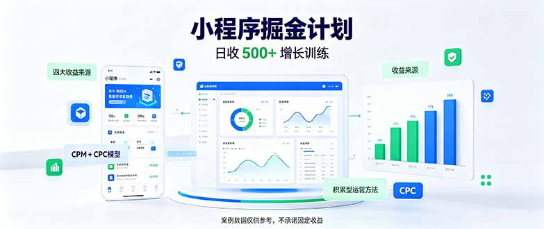 一部手机日入500+，微信小程序掘金计划，四种收入来源，长期稳定可靠-资源社