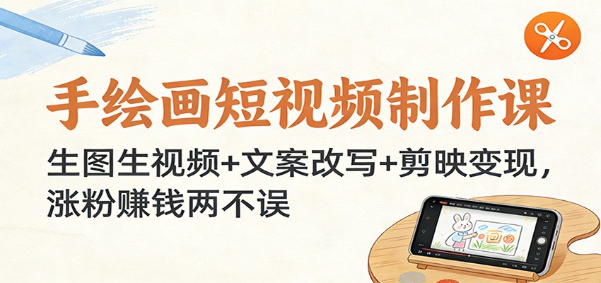 手绘画短视频制作课：生图生视频+文案改写+剪映变现，涨粉赚钱两不误-资源社
