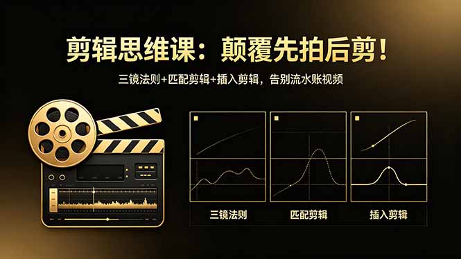 剪辑思维课：颠覆先拍后剪！三镜法则+匹配剪辑+插入剪辑，告别流水账视频-资源社