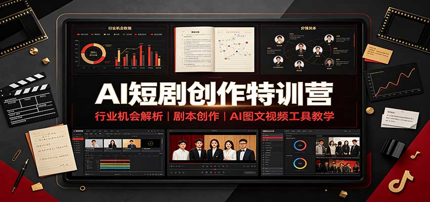 AI短剧创作特训营：行业机会解析，剧本创作，AI图文视频工具教学(文字版)-资源社