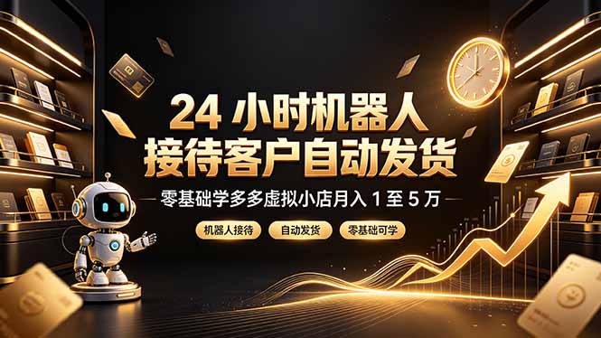 24 小时机器人接待客户自动发货，零基础学多多虚拟小店月入 1 至 5 万-资源社