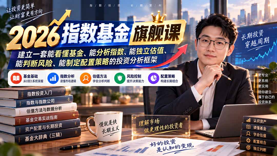 2026指数基金旗舰课|建立一套能看懂基金、能分析指数、能独立估值、能判断风险、能制定配置策略的投资分析框架-资源社