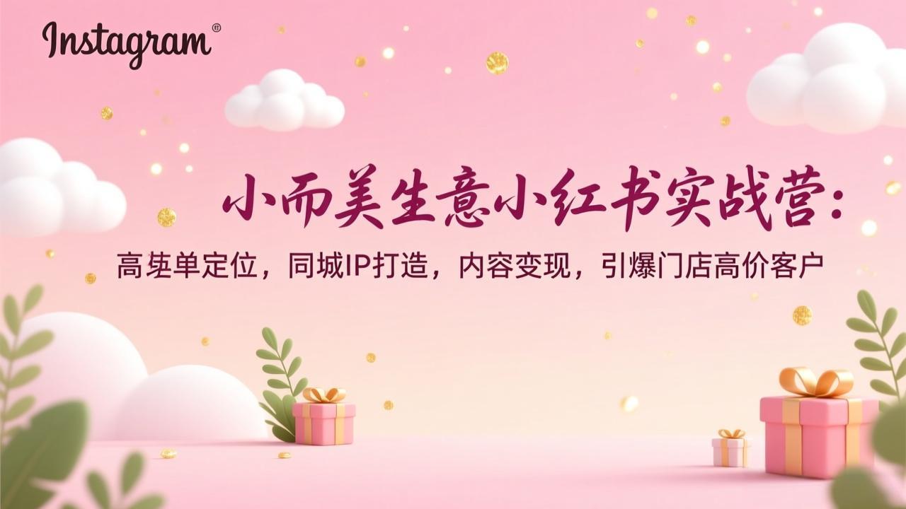 小而美生意小红书实战营：高客单定位，同城IP打造，内容变现，引爆门店高价客户-资源社