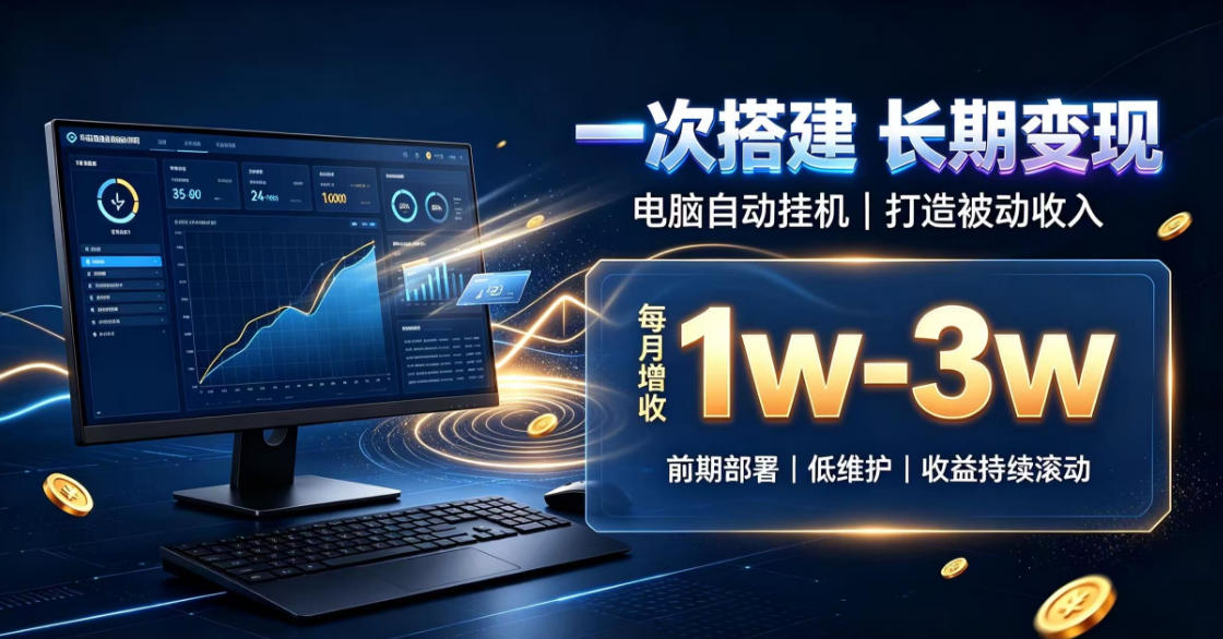 一份投入长期收益，电脑自动挂G类目，搭建被动收入每月增收1w-3w【揭秘】-资源社