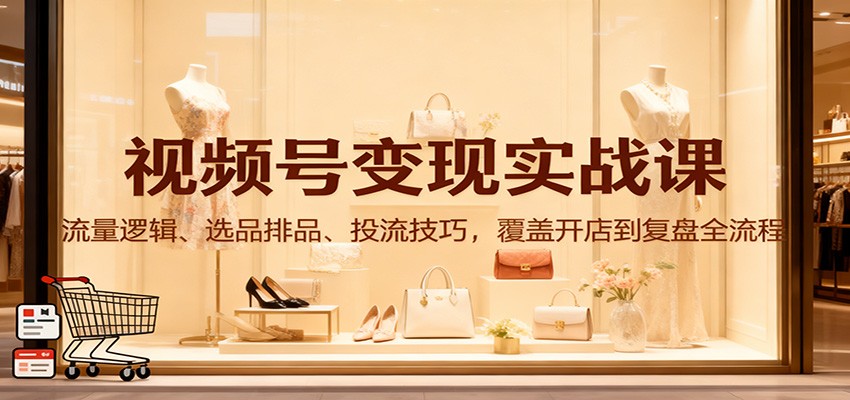 视频号变现实战课：流量逻辑、选品排品、投流技巧，覆盖开店到复盘全流程-资源社
