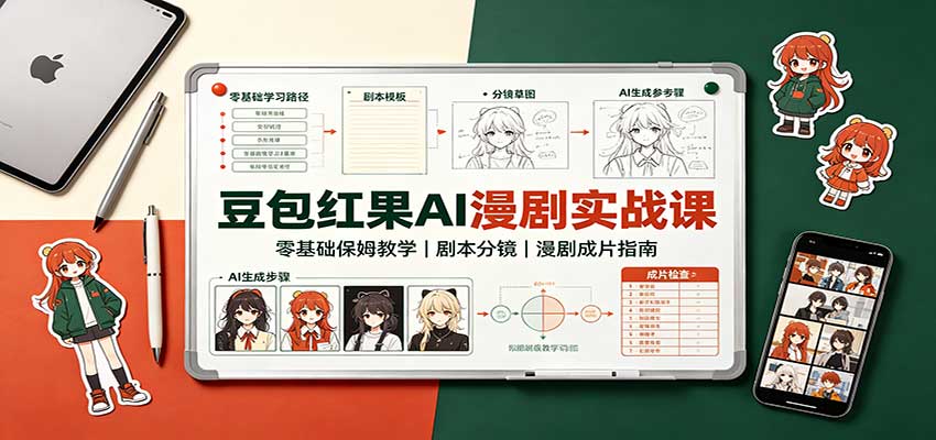 豆包红果AI漫剧实战课：零基础保姆教学，剧本分镜，漫剧成片指南-资源社