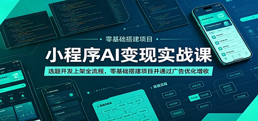 小程序AI变现实战课:选题开发上架全流程,零基础搭建项目并通过广告优化增收-资源社