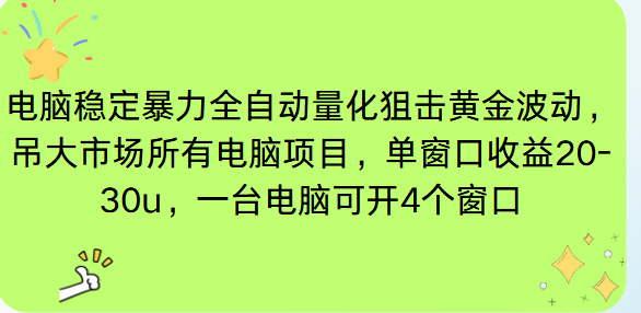 电脑EA策略挂机项目单窗口收益20-30u，单电脑可挂5-10个窗口收益稳健4位数-资源社