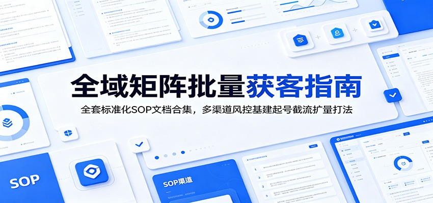 全域矩阵批量获客指南：全套标准化SOP文档合集，多渠道风控基建起号截流扩量打法-资源社