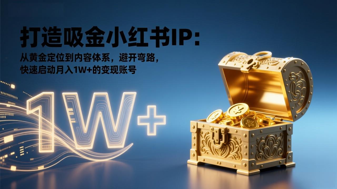 打造吸金小红书IP：从黄金定位到内容体系，避开弯路，快速启动月入1W+的变现账号-资源社