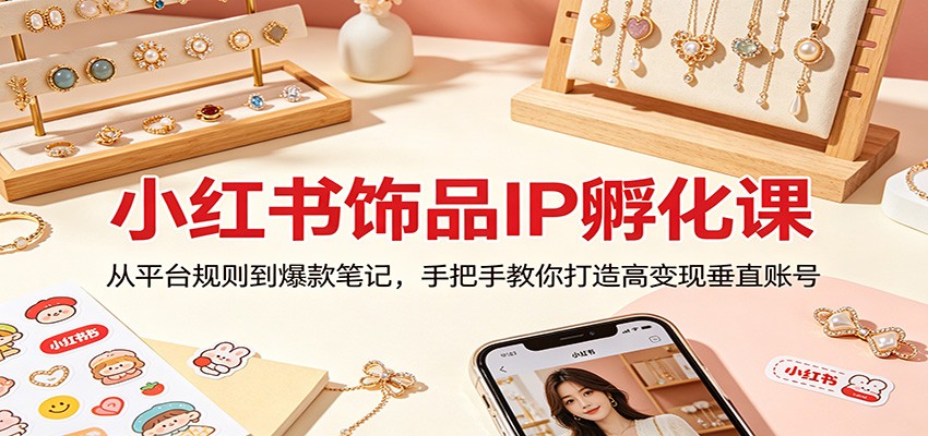 小红书饰品IP孵化课：从平台规则到爆款笔记，手把手教你打造高变现垂直账号-资源社