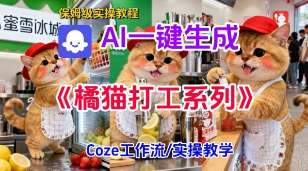 Coze扣子工作流一键生成胖橘猫打工短视频,保姆级实操搭建教学-资源社