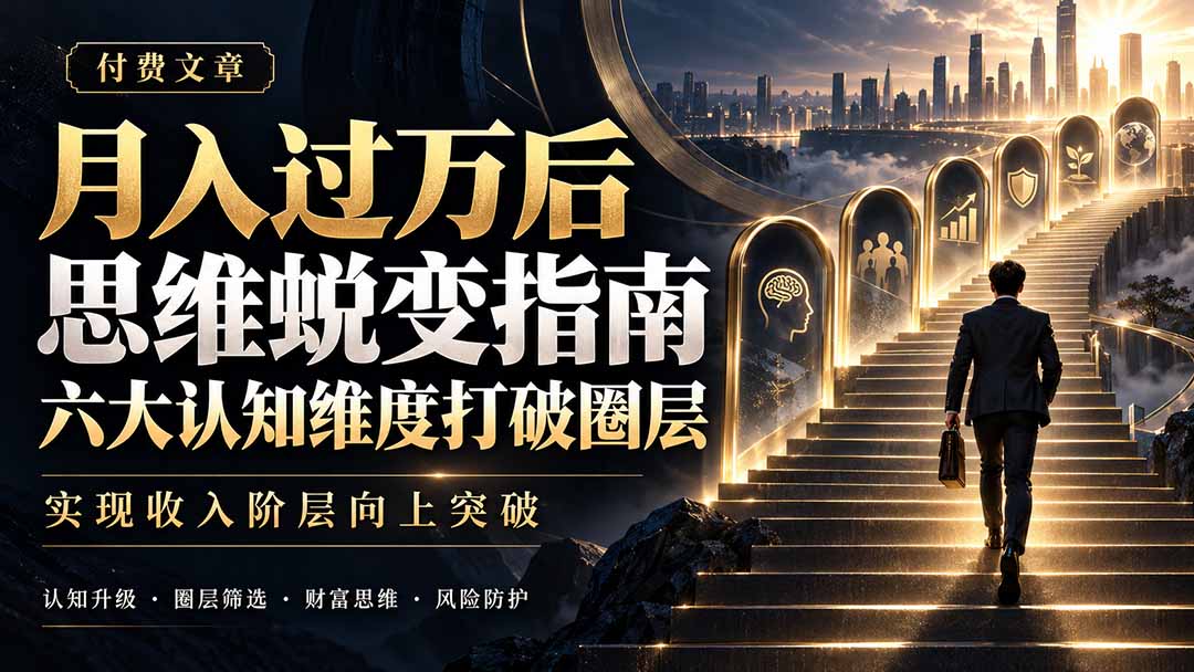 付费文章：月入过万后思维蜕变指南，六大认知维度打破圈层，实现收入阶层向上突破-资源社