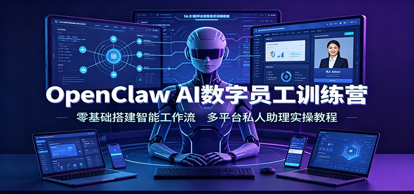 OpenClaw AI数字员工训练营：零基础搭建智能工作流，多平台私人助理实操教程-资源社