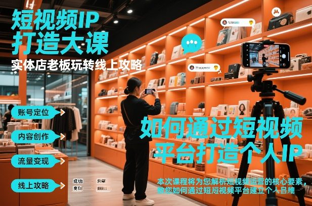 短视频ip打造大课，实体店老板玩转线上攻略-资源社