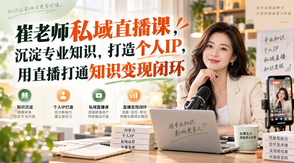 崔老师私域直播课,沉淀专业知识,打造个人IP,用直播打通知识变现闭环-资源社