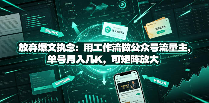 放弃爆文执念：用工作流做公众号流量主，单号月入几K，可矩阵放大-资源社