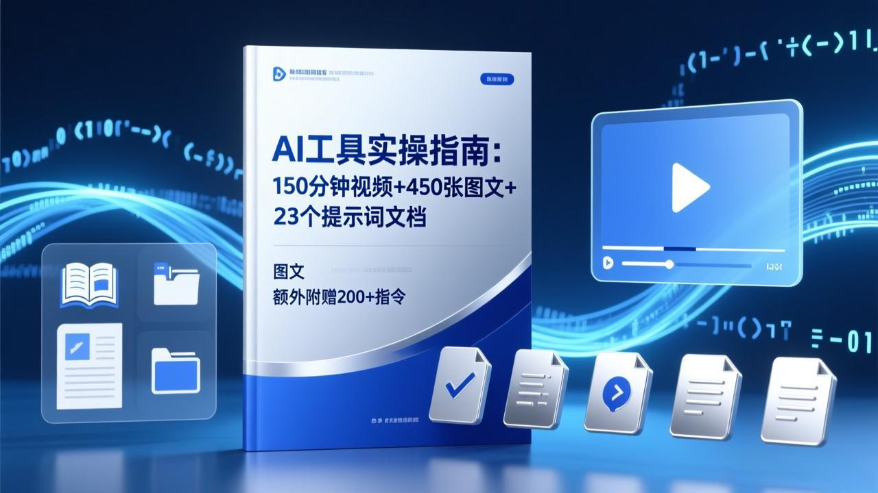 AI工具实操指南：150分钟视频+450张图文+23个提示词文档，额外附赠200+指令-资源社