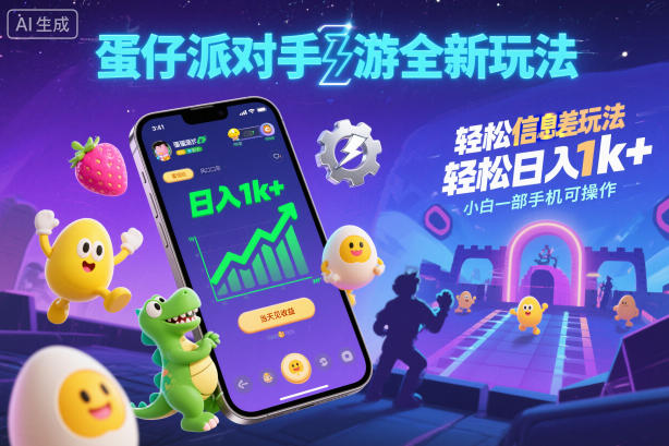 蛋仔派对手游全新玩法,轻松日入1k+,风口信息差玩法,当天见收益,小白一部手机可操作-资源社