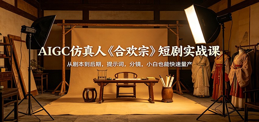 AIGC仿真人《合欢宗》短剧实战课：从剧本到后期，提示词，分镜，小白也能快速量产-资源社